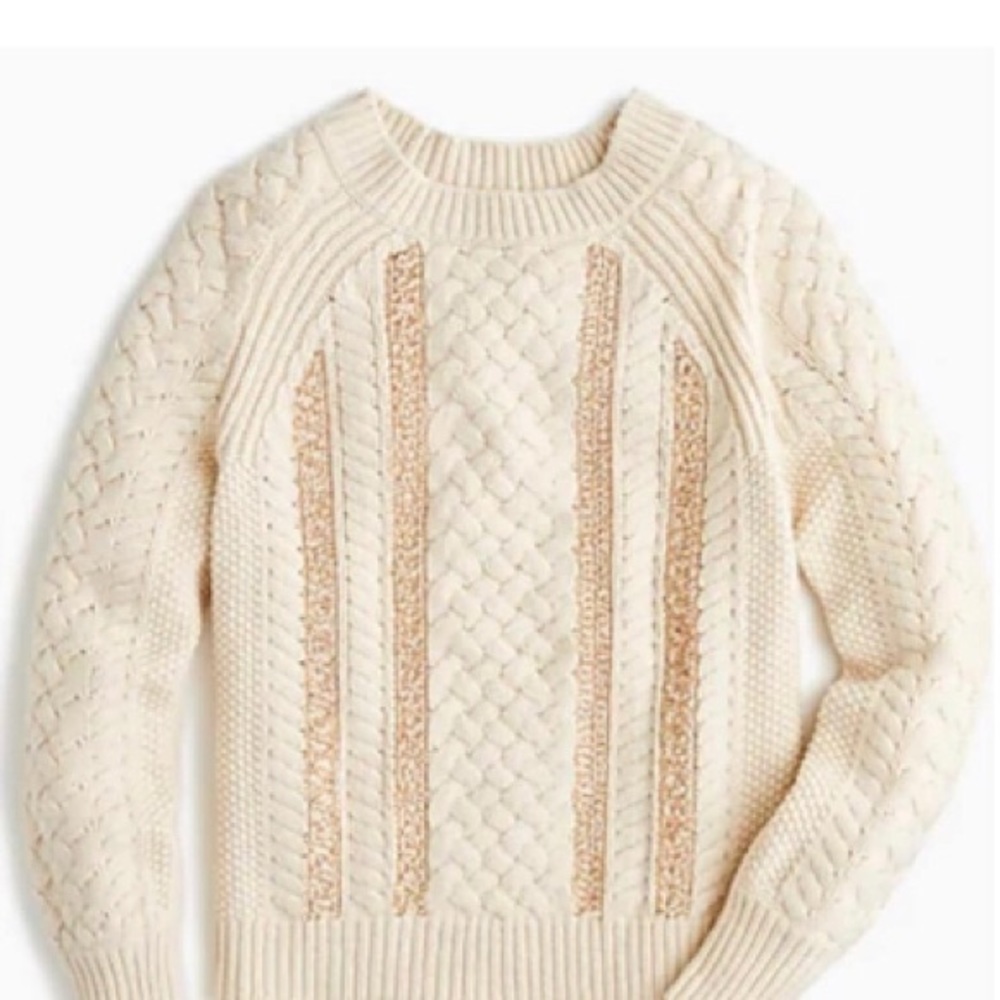 J Crew Cable Knit Sequin Sweater